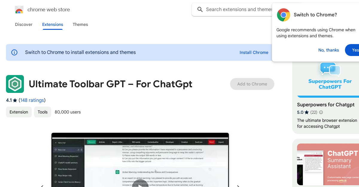 Ultimate Toolbar GPT - For ChatGpt - AI Productivity tool